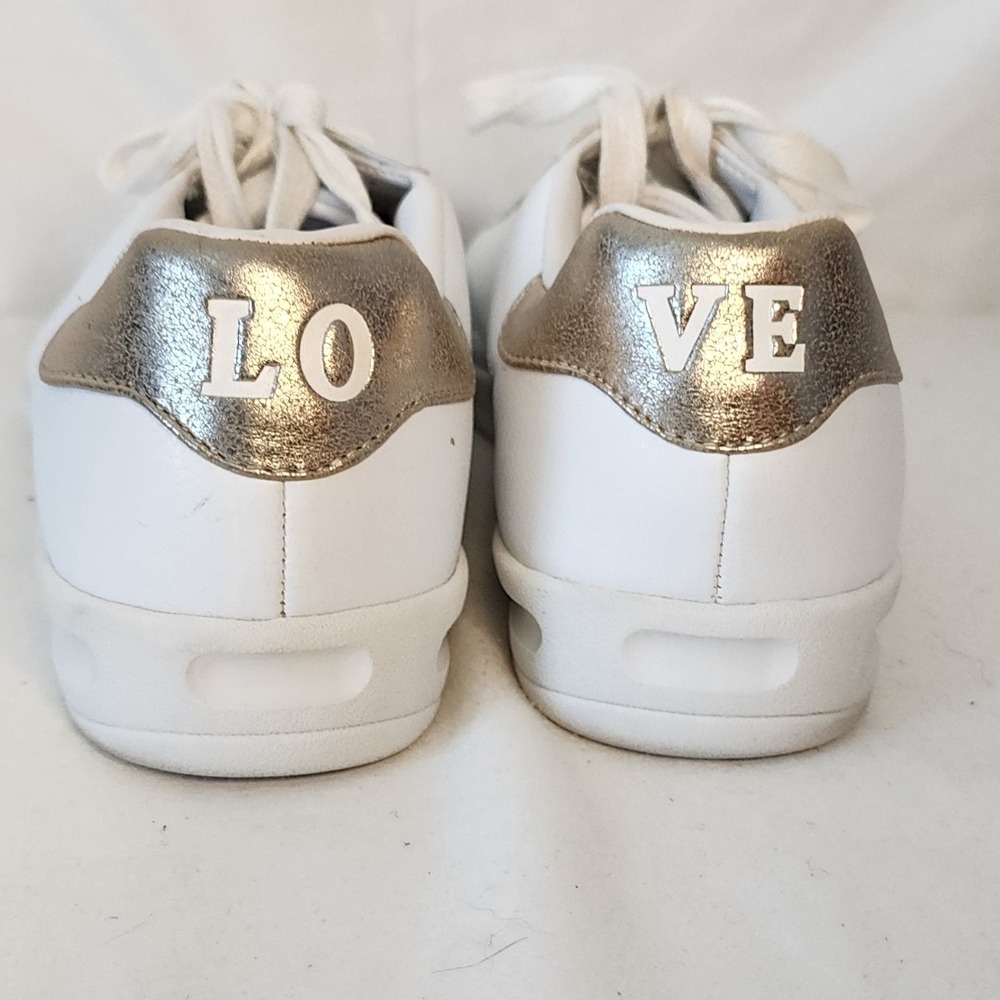Ellos Love White Sneakers Shoes Women's 9.5M Casual Athletic Metallic Accents - Picture 2 of 6
